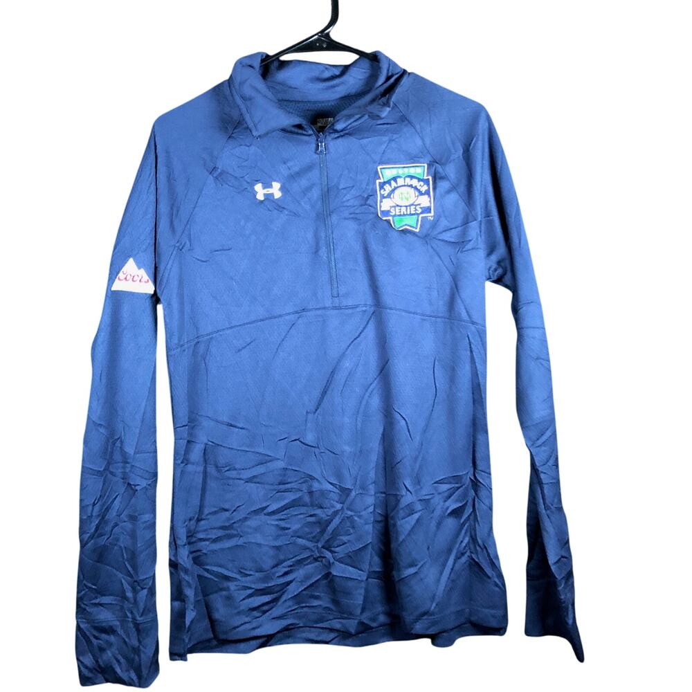 Under Armour Mens Shirt Navy Blue 1/4 Zip Loose All Season Gear Long Sleeve M